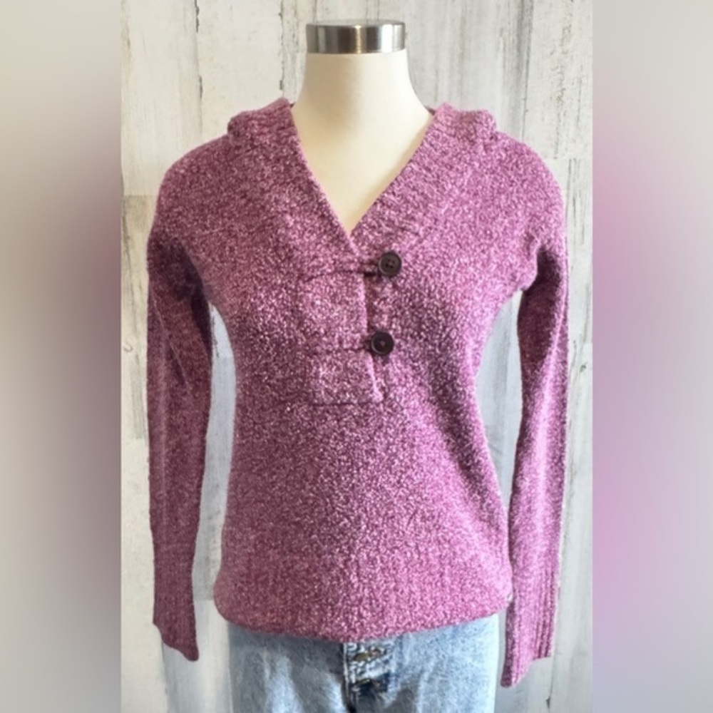 Columbia Hooded Button-Up Purple Sweater small gorpcore layering‎